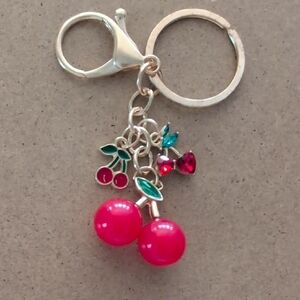 Charming Cherry Keychain with Red and Green Details
